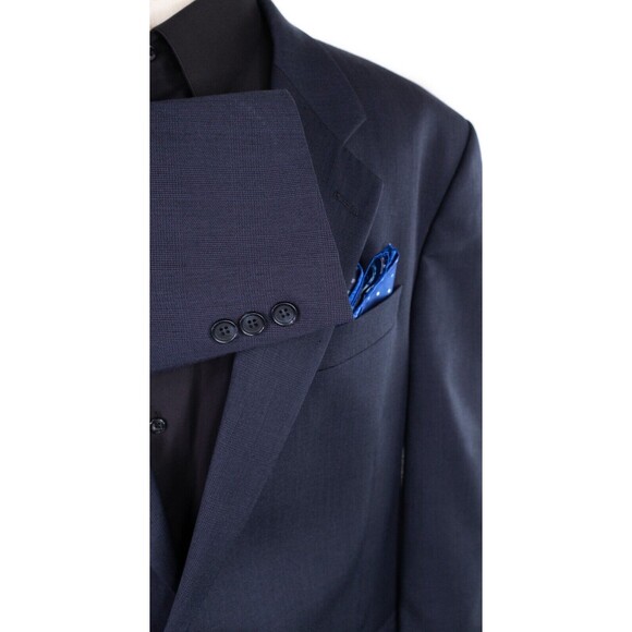 Paul Dione Wool Sport Coat Blazer Jacket 44r Solid Blue two Button Vent-Less - Picture 7 of 14